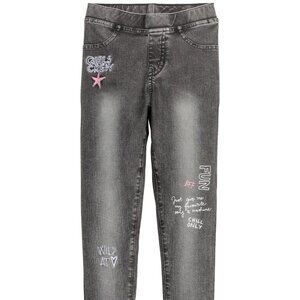 H&M | 11 - 12 years | Graphic Charcoal Denim Leggings | Back Pockets